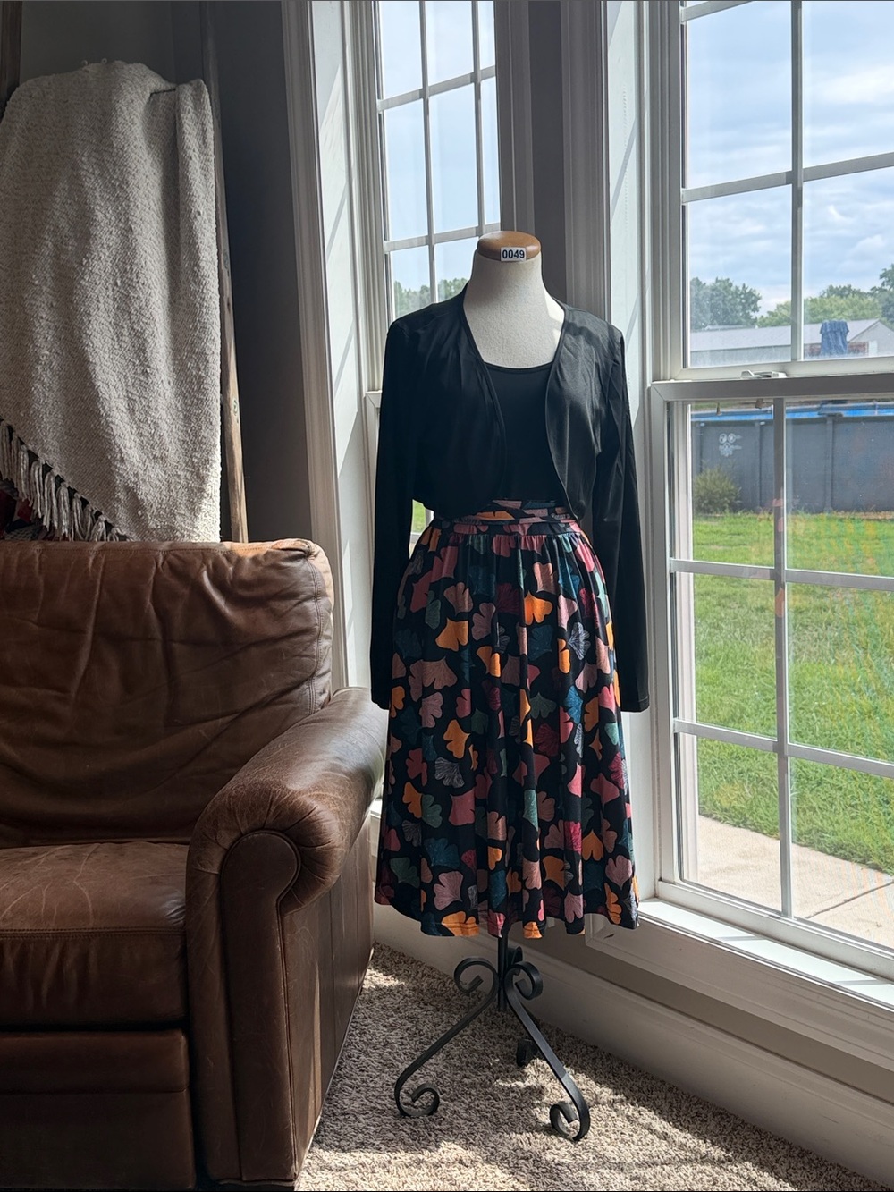 Black Bolero with Multicolor Floral Midi Dress